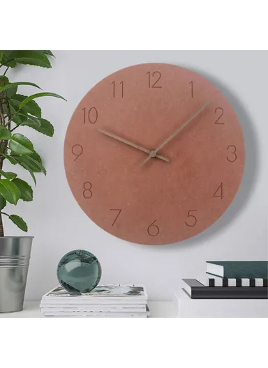 29cm Nordic Style Wall Clock Creative Round Silent Wooden Clock For Living Room Bedroom &amp; Kitchen (A Type) - Brown