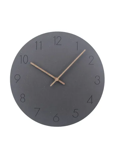 29cm Nordic Style Wall Clock Creative Round Silent Wooden Clock For Living Room Bedroom &amp; Kitchen (A Type) - Black