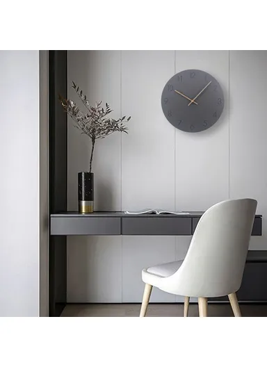 29cm Nordic Style Wall Clock Creative Round Silent Wooden Clock For Living Room Bedroom &amp; Kitchen (A Type) - Black