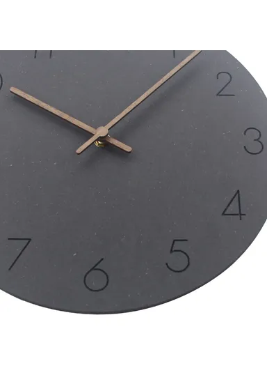 29cm Nordic Style Wall Clock Creative Round Silent Wooden Clock For Living Room Bedroom &amp; Kitchen (A Type) - Black