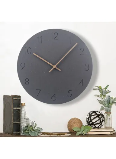 29cm Nordic Style Wall Clock Creative Round Silent Wooden Clock For Living Room Bedroom &amp; Kitchen (A Type) - Black