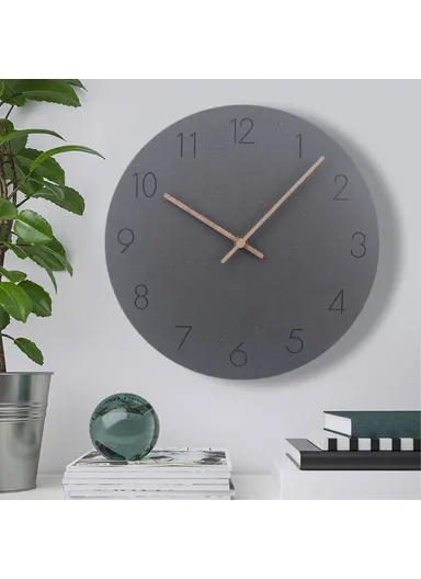 29cm Nordic Style Wall Clock Creative Round Silent Wooden Clock For Living Room Bedroom &amp; Kitchen (A Type) - Black