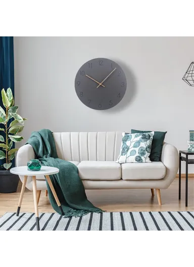 29cm Nordic Style Wall Clock Creative Round Silent Wooden Clock For Living Room Bedroom &amp; Kitchen (A Type) - Black