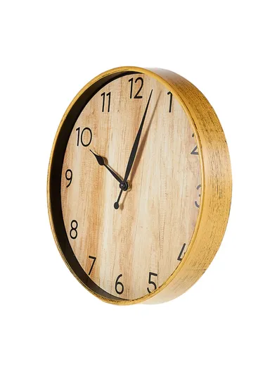 29cm Retro Wall Clock Round Silent Arabic Numeral Home Living Room Bedroom - Light Bamboo Color