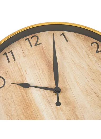 29cm Retro Wall Clock Round Silent Arabic Numeral Home Living Room Bedroom - Light Bamboo Color