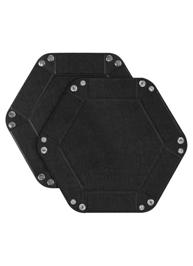 7-inch PU Leather Sundries Organizer Tray Hexagon Home Desktop Storage Tray - Black
