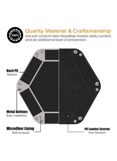 7-inch PU Leather Sundries Organizer Tray Hexagon Home Desktop Storage Tray - Black