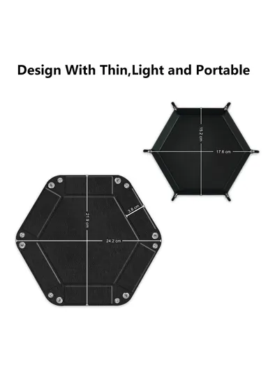 7-inch PU Leather Sundries Organizer Tray Hexagon Home Desktop Storage Tray - Black