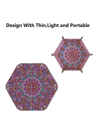 7-inch PU Leather Sundries Organizer Tray Hexagon Home Desktop Storage Tray - Bohemian Purple