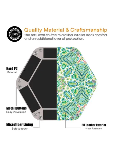 7-inch PU Leather Sundries Organizer Tray Hexagon Home Desktop Storage Tray - Bohemian Green