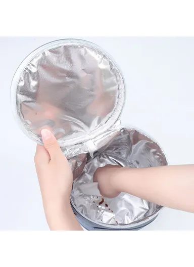 Oxford Cloth Thermal Insulation Lunch Bag Leakproof Tote Bag Food Container (D17 x H24)cm - Black