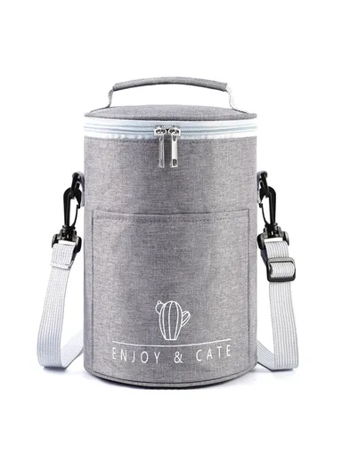 Oxford Cloth Thermal Insulation Lunch Bag Leakproof Tote Bag Food Container (D17 x H24)cm - Light Grey