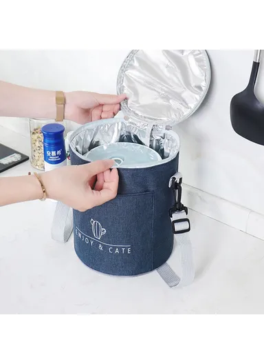 Oxford Cloth Thermal Insulation Lunch Bag Leakproof Tote Bag Food Container (D17 x H24)cm - Light Grey