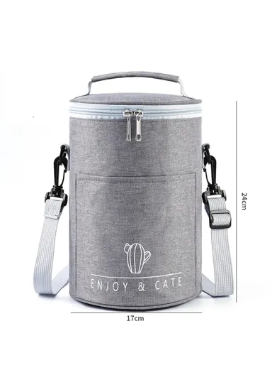 Oxford Cloth Thermal Insulation Lunch Bag Leakproof Tote Bag Food Container (D17 x H24)cm - Light Grey