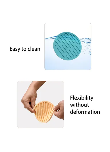 4Pcs Set Round Thick Silicone Drink Coaster Non-Slip Heatproof Cup Mug Pad Mat (D10 x H0.5)cm - Blue