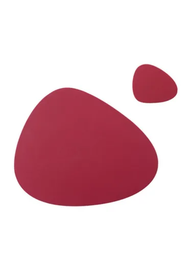 2-Pcs Desktop Silicone Dining Table Mat Heat Insulation Tableware Pad Set With Cup Mat - Red