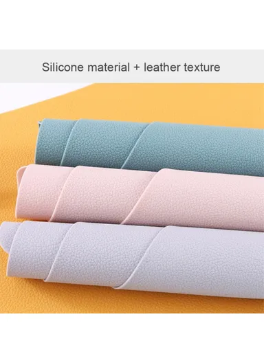 2-Pcs Desktop Silicone Dining Table Mat Heat Insulation Tableware Pad Set With Cup Mat - Red