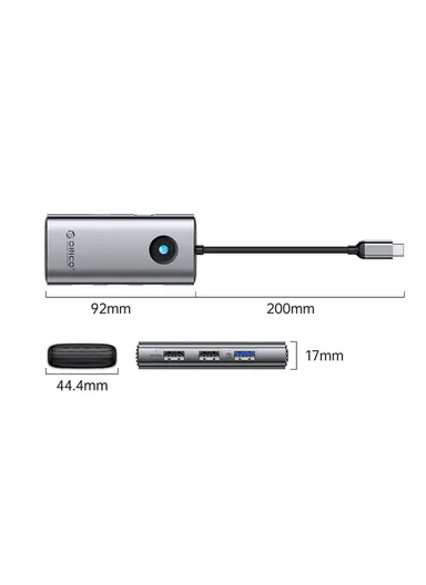 5 in 1 Docking Station 4K Video PD 60W Charging Multifunctional Type-C Hub PW11-5P - Dark Grey