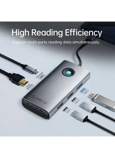 5 in 1 Docking Station 4K Video PD 60W Charging Multifunctional Type-C Hub PW11-5P - Dark Grey