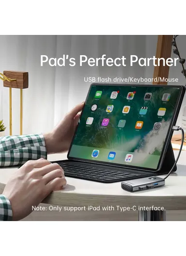 5 in 1 Docking Station 4K Video PD 60W Charging Multifunctional Type-C Hub PW11-5P - Dark Grey