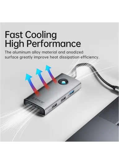 5 in 1 Docking Station 4K Video PD 60W Charging Multifunctional Type-C Hub PW11-5P - Dark Grey