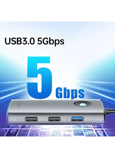 5 in 1 Docking Station 4K Video PD 60W Charging Multifunctional Type-C Hub PW11-5P - Dark Grey