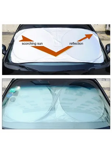 6Pcs Car Windshield Sun Shade Set Silver Coated Cloth Car Windshield Cover Front Rear Window Visor BY-342 - Silver