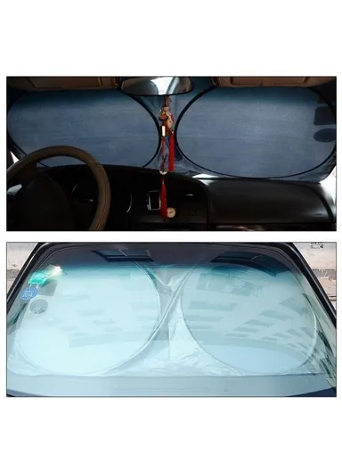 6Pcs Car Windshield Sun Shade Set Silver Coated Cloth Car Windshield Cover Front Rear Window Visor BY-342 - Silver