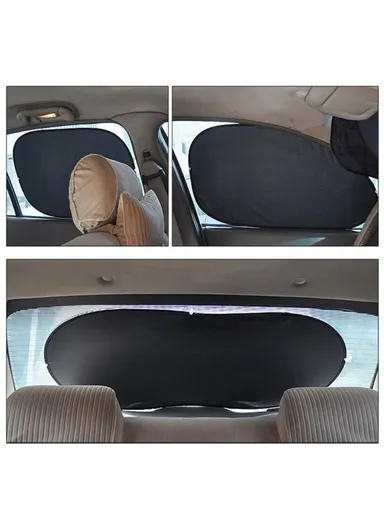 6Pcs Car Windshield Sun Shade Set Silver Coated Cloth Car Windshield Cover Front Rear Window Visor BY-342 - Silver