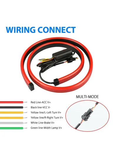 90cm PVC High Mount Car Brake Light Strip Rear Glass Decorative LED Lamp Flashing Warning Light (L90 xW1.2 x T0.9)cm