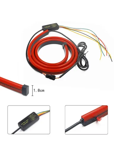 90cm PVC High Mount Car Brake Light Strip Rear Glass Decorative LED Lamp Flashing Warning Light (L90 xW1.2 x T0.9)cm