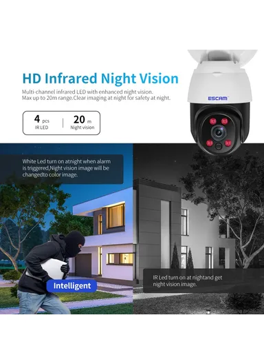 1080P 2MP 20W Floodlight Alarm PIR Motion Detection WiFi Camera Two-Way Voice H.265 Intelligent Dual Light Source Night Vision Garden Camera - EU Plug