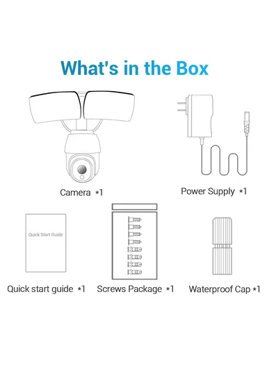 1080P 2MP 20W Floodlight Alarm PIR Motion Detection WiFi Camera Two-Way Voice H.265 Intelligent Dual Light Source Night Vision Garden Camera - EU Plug