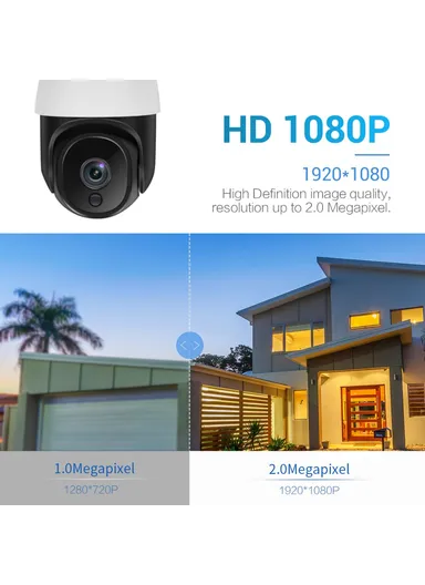 1080P 2MP 20W Floodlight Alarm PIR Motion Detection WiFi Camera Two-Way Voice H.265 Intelligent Dual Light Source Night Vision Garden Camera - EU Plug