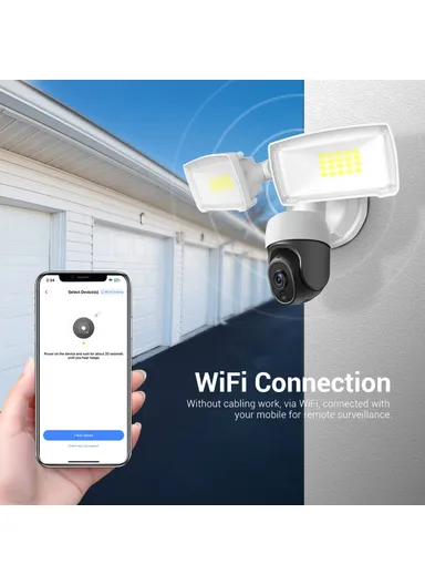 1080P 2MP 20W Floodlight Alarm PIR Motion Detection WiFi Camera Two-Way Voice H.265 Intelligent Dual Light Source Night Vision Garden Camera - EU Plug