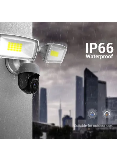 1080P 2MP 20W Floodlight Alarm PIR Motion Detection WiFi Camera Two-Way Voice H.265 Intelligent Dual Light Source Night Vision Garden Camera - EU Plug