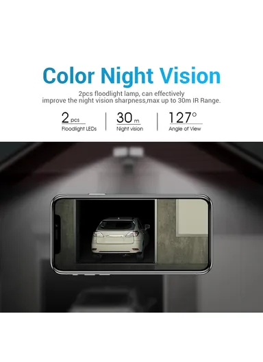1080P 2MP 20W Floodlight Alarm PIR Motion Detection WiFi Camera Two-Way Voice H.265 Intelligent Dual Light Source Night Vision Garden Camera - EU Plug