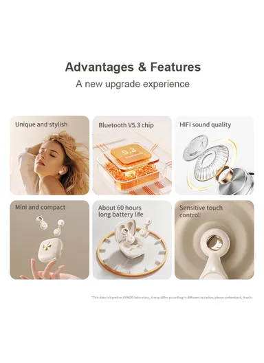 300mAh TWS Pendant Bluetooth Earphone Mini Portable Wireless Earbuds Support Sensitive Touch Control X19  - Black