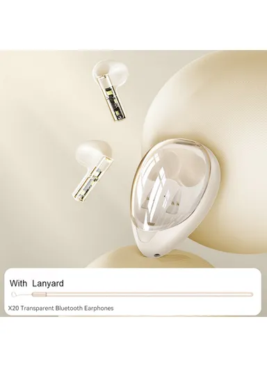 220mAh Transparent TWS Bluetooth Earphone Wireless Stereo Music Touch Headset XUNDD X20  - Apricot