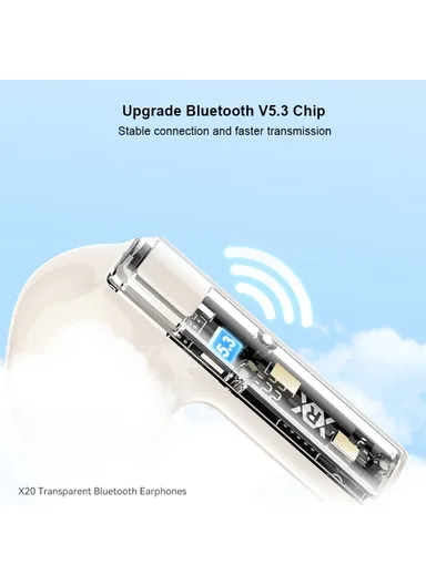 220mAh Transparent TWS Bluetooth Earphone Wireless Stereo Music Touch Headset XUNDD X20  - Apricot