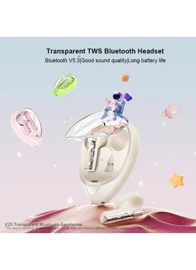 220mAh Transparent TWS Bluetooth Earphone Wireless Stereo Music Touch Headset XUNDD X20  - Apricot