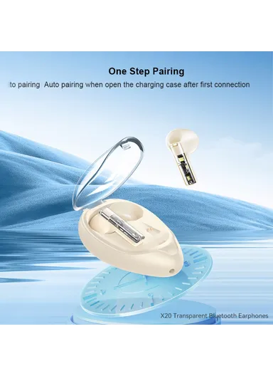 220mAh Transparent TWS Bluetooth Earphone Wireless Stereo Music Touch Headset XUNDD X20  - Apricot