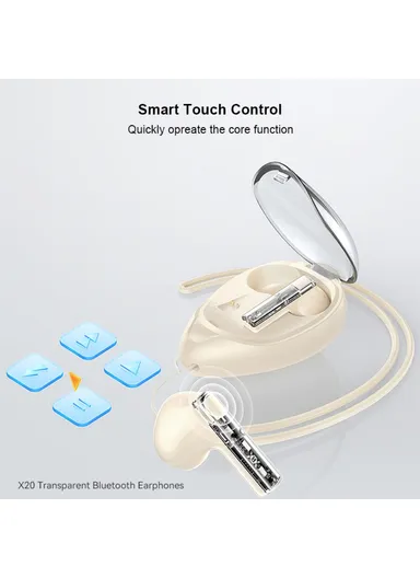 220mAh Transparent TWS Bluetooth Earphone Wireless Stereo Music Touch Headset XUNDD X20  - Apricot