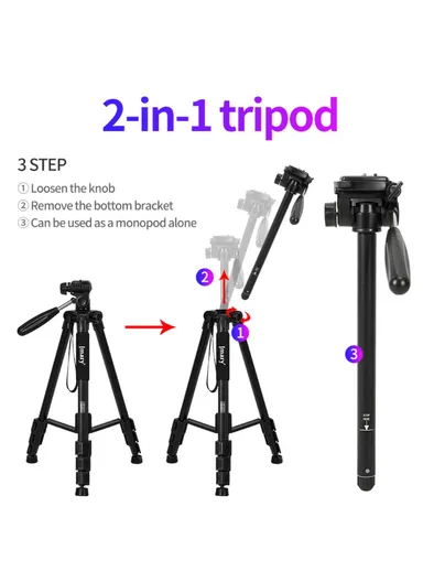 Outdoor Photography Fill Light Tripod Stand Cell Phone SLR Floor Tripod For Live Streaming KP2254 - Black