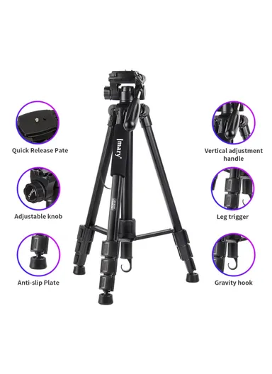 Outdoor Photography Fill Light Tripod Stand Cell Phone SLR Floor Tripod For Live Streaming KP2254 - Black