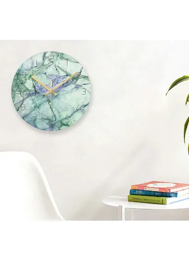 12 inch Marble Pattern Durable &amp; Rustless Decorative Glass Wall Clock (D30.5 x T0.4)cm - Orange