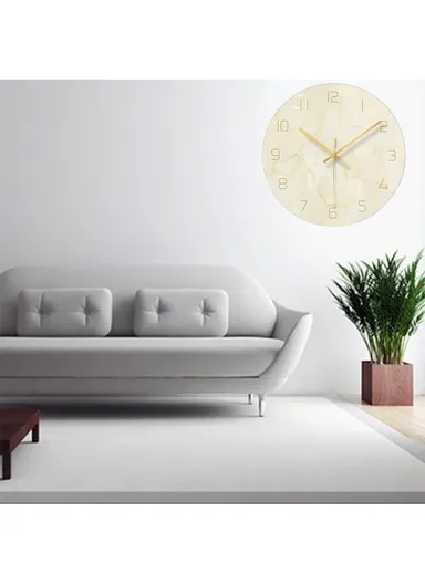 12 inch Marble Pattern Durable &amp; Rustless Decorative Glass Wall Clock (D30.5 x T0.4)cm - Orange