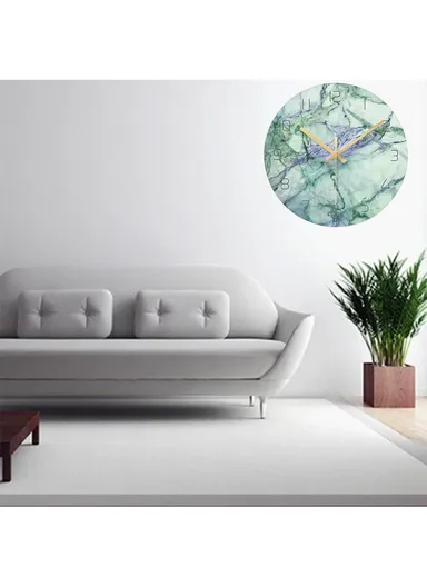12 inch Marble Pattern Durable &amp; Rustless Decorative Glass Wall Clock (D30.5 x T0.4)cm - Orange
