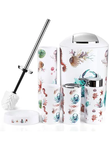 6 Pcs Plastic Bathroom Accessories Set 3308