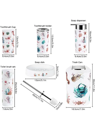 6 Pcs Plastic Bathroom Accessories Set 3308
